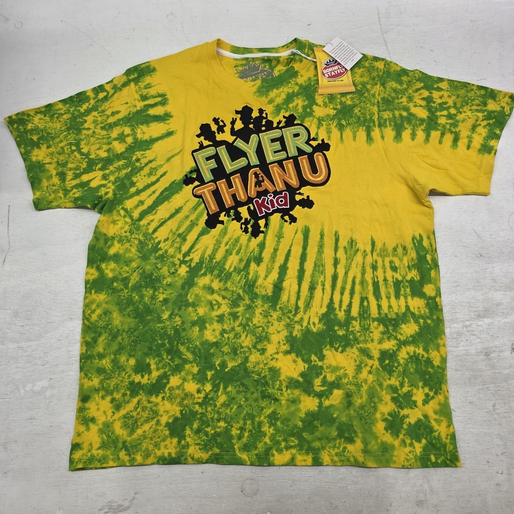 BornFly StayFly Flyer Than U Kid Shirt‎ Mens 3XL Green Yellow Sour Patch Tye Dye